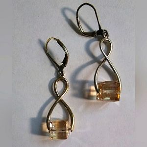 Beaded Citrine & Sterling Silver/Vermeil Gold Dangle Earrings